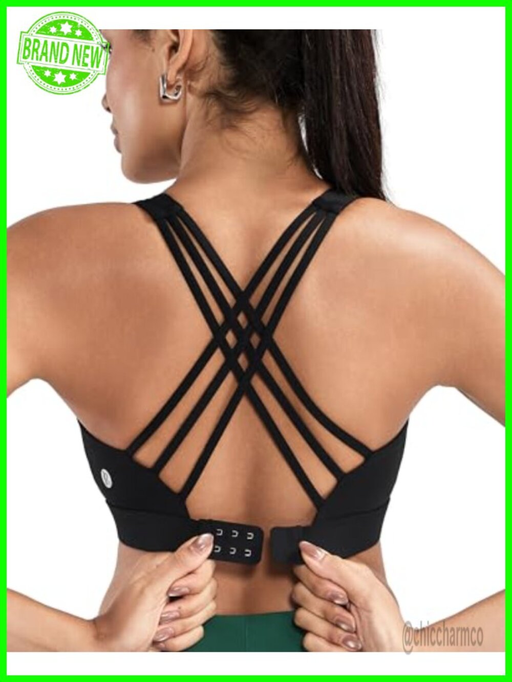 Crisscross Back High Impact Sports Bra with Hook Closure Women Workout Support